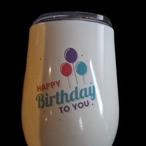 New!!! Happy Birthday Insulated Tumbler - White with Multicolor Design